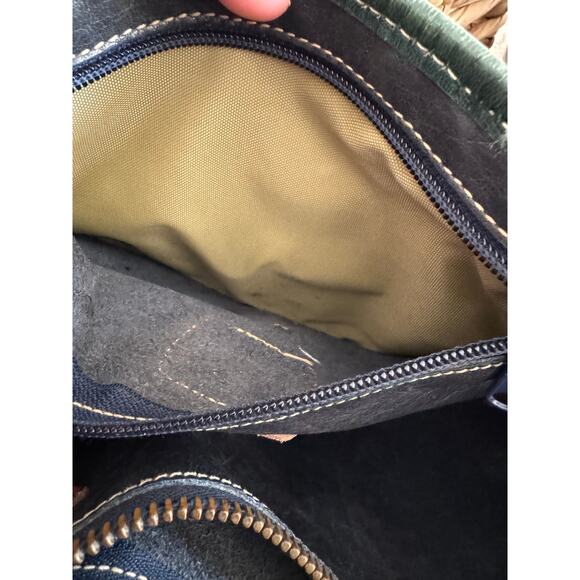 Vintage Brahmin Leather Tote w/Inner Saddle Bag & Forest Green Trim - Picture 8 of 12